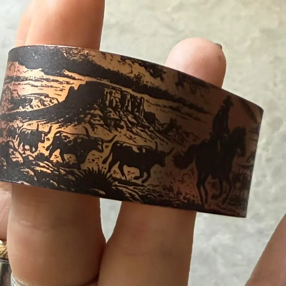 Copper etched cuff